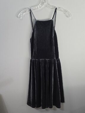 Trac Dress Women's Size Small Charcoal Grey‎ Velvet Backless Spaghetti Strap